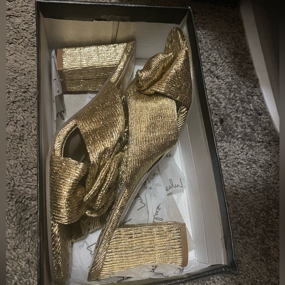 Gold Heeled Sandals - Picture 3 of 3